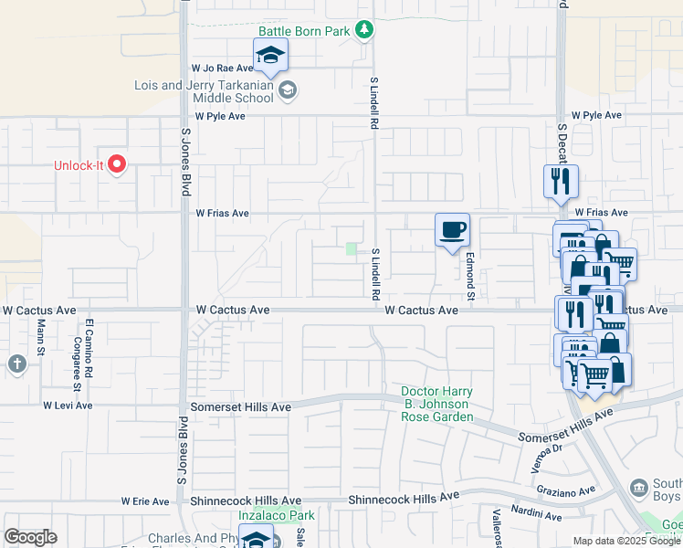 map of restaurants, bars, coffee shops, grocery stores, and more near 5586 Danforth Avenue in Las Vegas