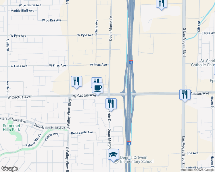 map of restaurants, bars, coffee shops, grocery stores, and more near 3203 Tarantella Avenue in Enterprise