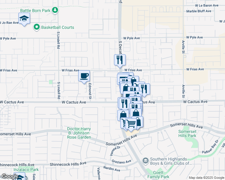 map of restaurants, bars, coffee shops, grocery stores, and more near 10426 Kepler Cascades Street in Las Vegas