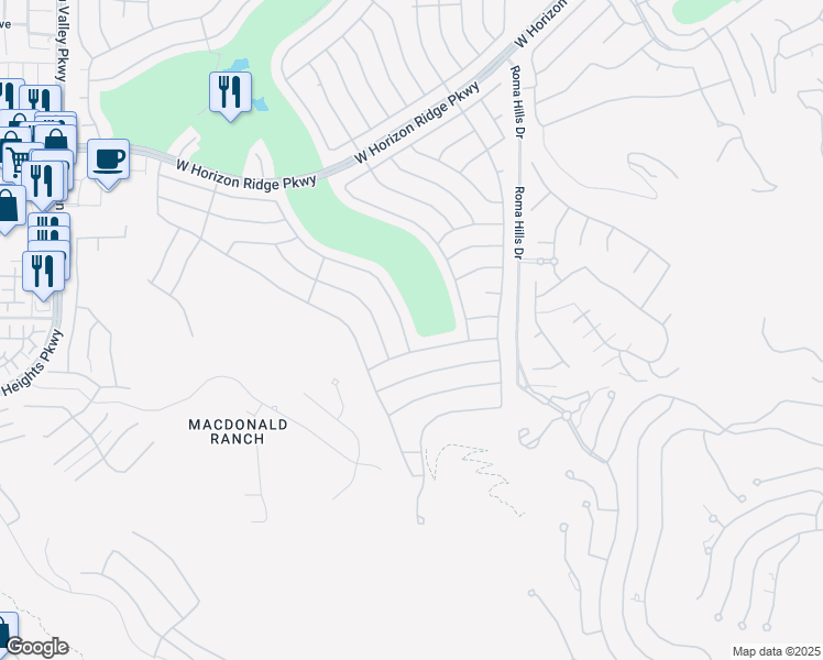 map of restaurants, bars, coffee shops, grocery stores, and more near 2066 Tiger Links Drive in Henderson