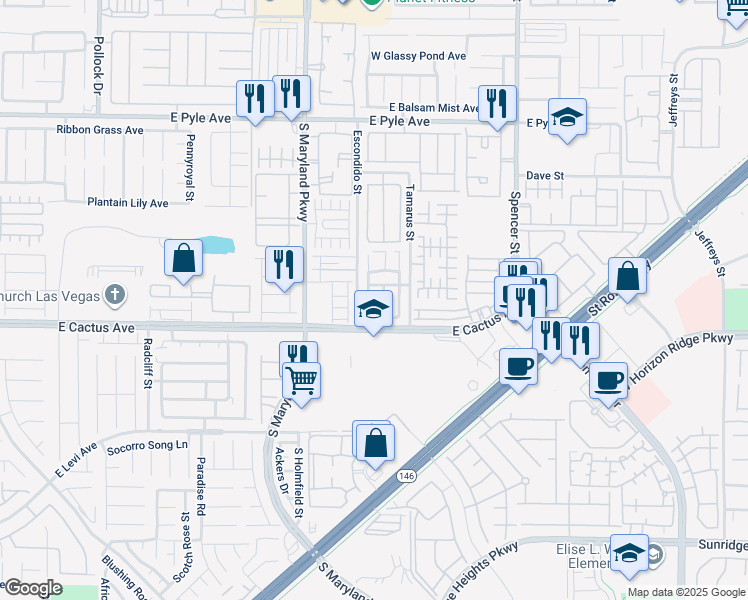 map of restaurants, bars, coffee shops, grocery stores, and more near 10448 Gwynns Falls Street in Las Vegas