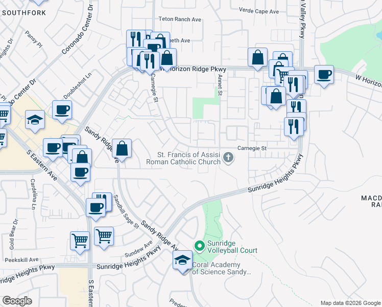 map of restaurants, bars, coffee shops, grocery stores, and more near 758 Ezzat Street in Henderson