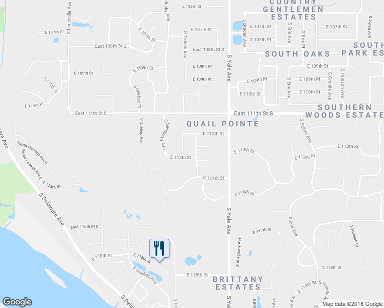 map of restaurants, bars, coffee shops, grocery stores, and more near 11228 South Winston Avenue in Tulsa