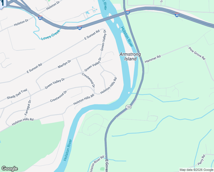 map of restaurants, bars, coffee shops, grocery stores, and more near 5901 Holston Hills Road in Knoxville