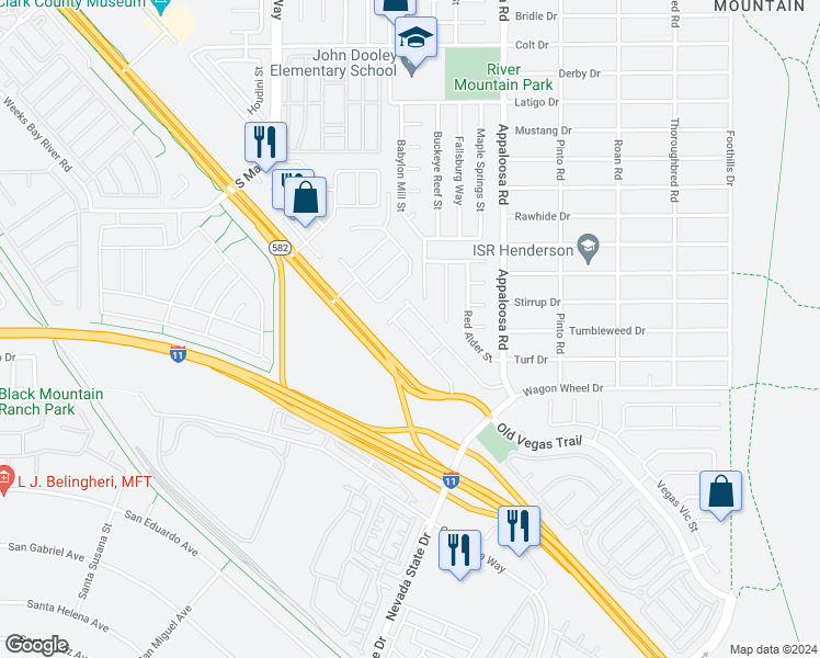 map of restaurants, bars, coffee shops, grocery stores, and more near 2240 Sky Island Drive in Henderson