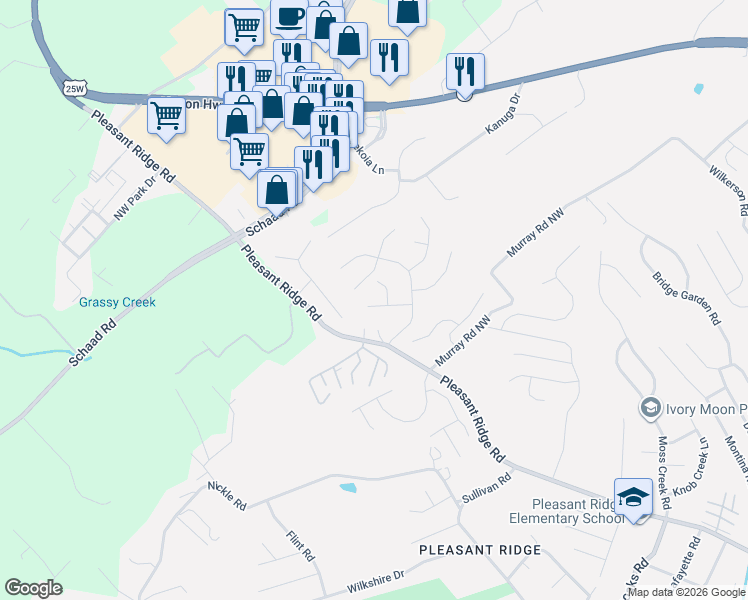 map of restaurants, bars, coffee shops, grocery stores, and more near 6423 Hollow Oak Lane in Knoxville