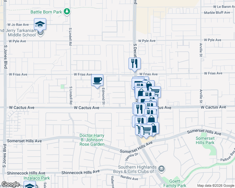 map of restaurants, bars, coffee shops, grocery stores, and more near 5069 Upper Falls Court in Las Vegas