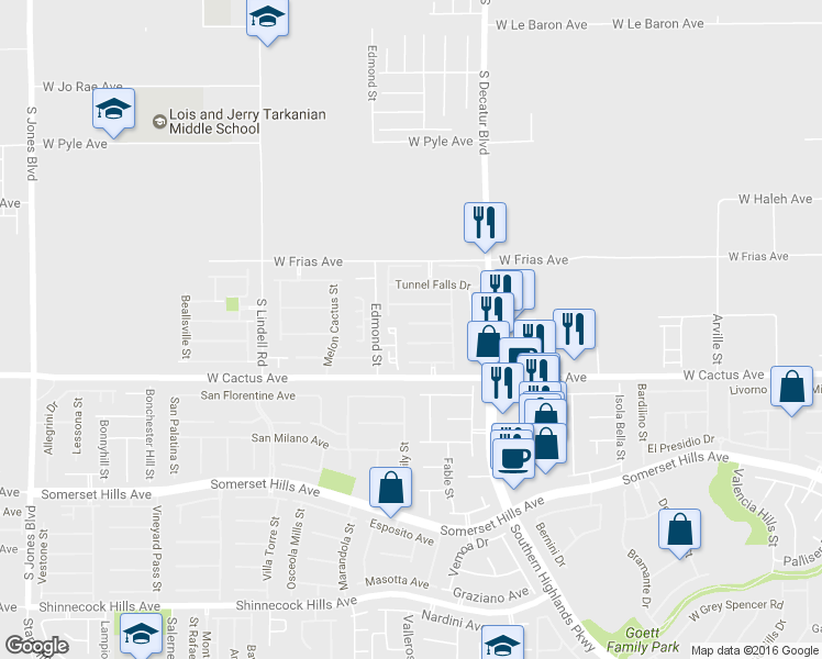 map of restaurants, bars, coffee shops, grocery stores, and more near 5109 Upper Falls Court in Las Vegas