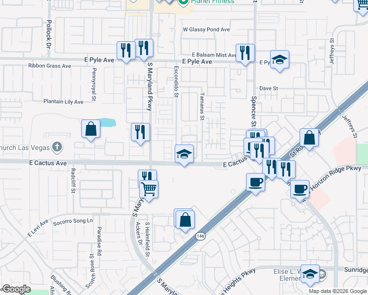 map of restaurants, bars, coffee shops, grocery stores, and more near 10448 Gwynns Falls Street in Las Vegas