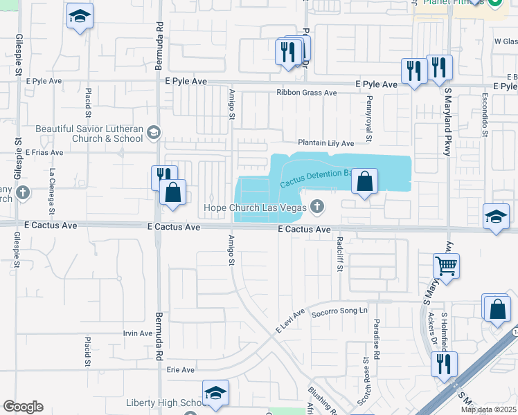 map of restaurants, bars, coffee shops, grocery stores, and more near 671 Great River Avenue in Las Vegas