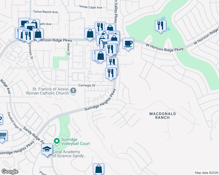 map of restaurants, bars, coffee shops, grocery stores, and more near 762 Alston Court in Henderson