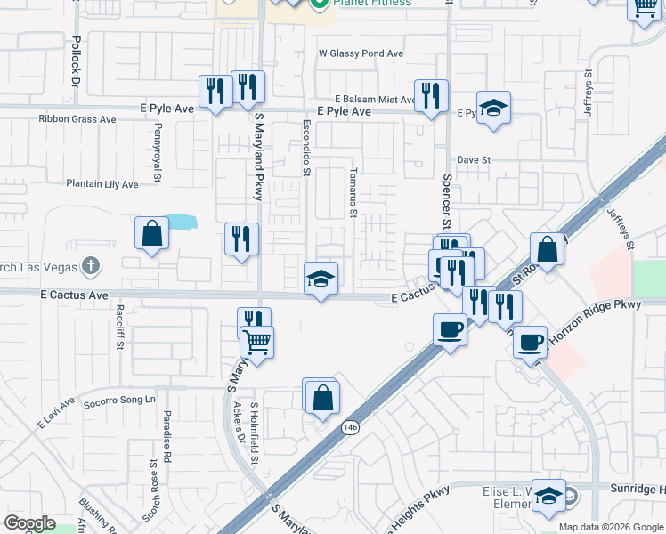 map of restaurants, bars, coffee shops, grocery stores, and more near 10448 Gwynns Falls Street in Las Vegas
