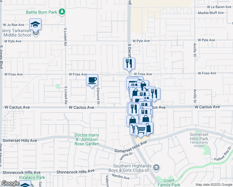 map of restaurants, bars, coffee shops, grocery stores, and more near 5029 Upper Falls Court in Las Vegas