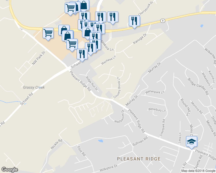 map of restaurants, bars, coffee shops, grocery stores, and more near 6423 Hollow Oak Lane in Knoxville