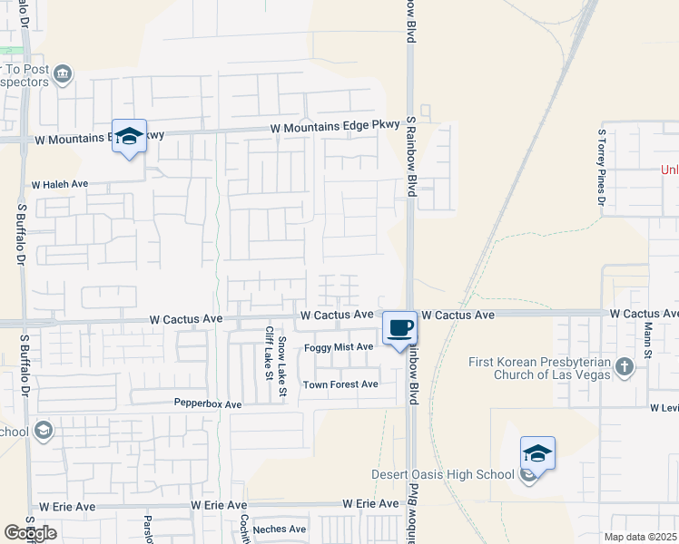 map of restaurants, bars, coffee shops, grocery stores, and more near 10417 Badger Ravine Street in Las Vegas