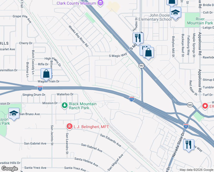 map of restaurants, bars, coffee shops, grocery stores, and more near 915 Harbor Avenue in Henderson