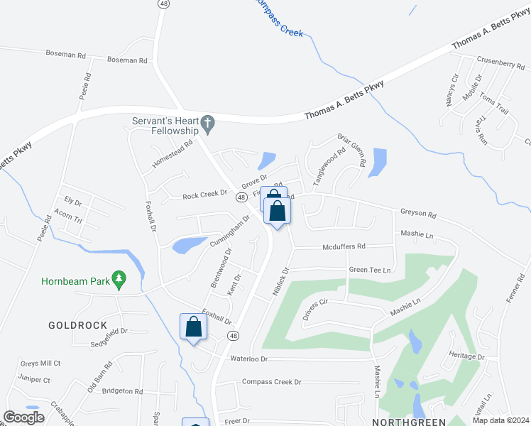 map of restaurants, bars, coffee shops, grocery stores, and more near 1281 Goldrock Road in Rocky Mount