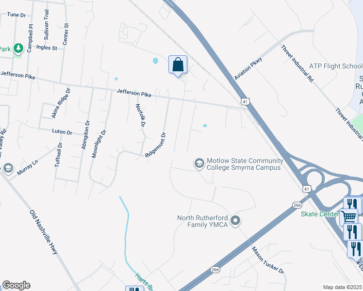 map of restaurants, bars, coffee shops, grocery stores, and more near 143 Hickory Street in La Vergne