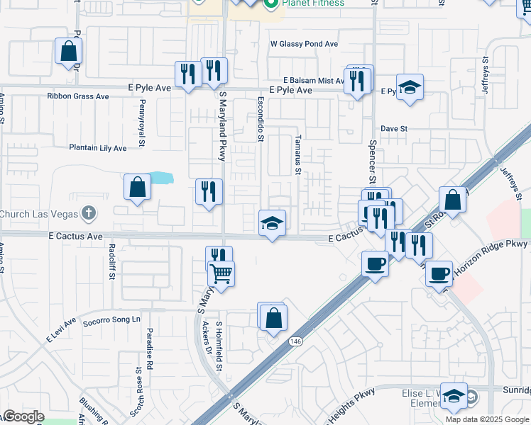 map of restaurants, bars, coffee shops, grocery stores, and more near 10439 Gwynns Falls Street in Las Vegas