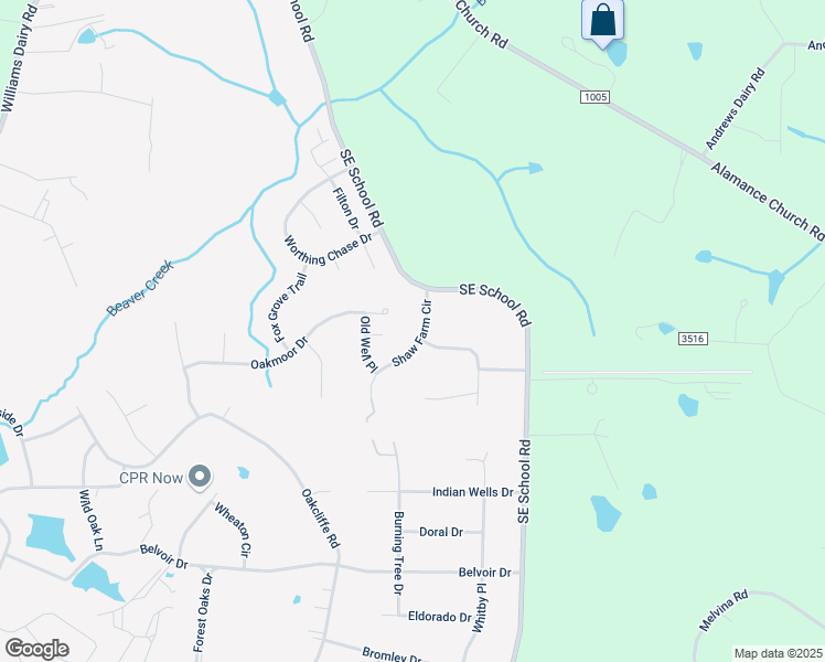 map of restaurants, bars, coffee shops, grocery stores, and more near 4304 Shaw Farm Circle in Greensboro