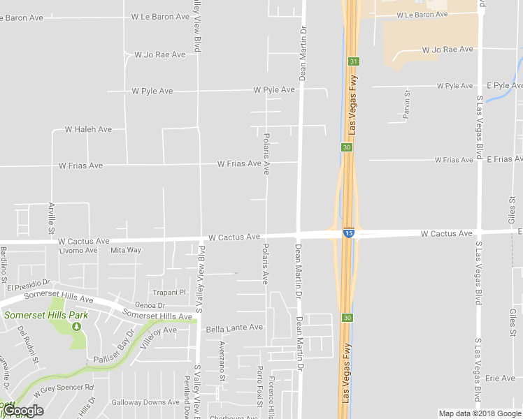 map of restaurants, bars, coffee shops, grocery stores, and more near 3425 West Rush Avenue in Las Vegas