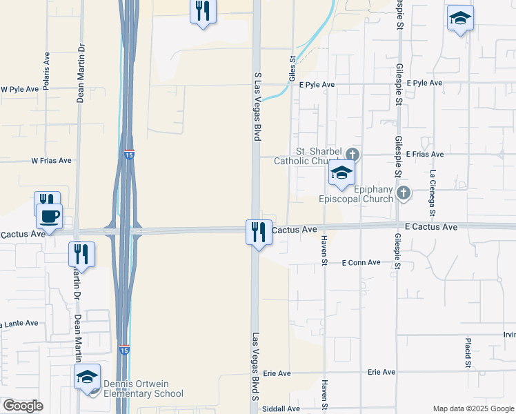 map of restaurants, bars, coffee shops, grocery stores, and more near in Las Vegas