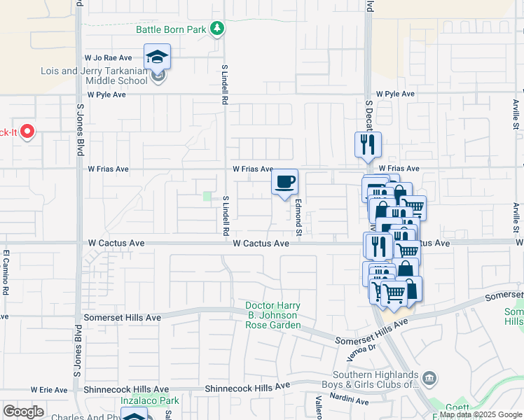 map of restaurants, bars, coffee shops, grocery stores, and more near 5348 Golden Barrel Avenue in Las Vegas