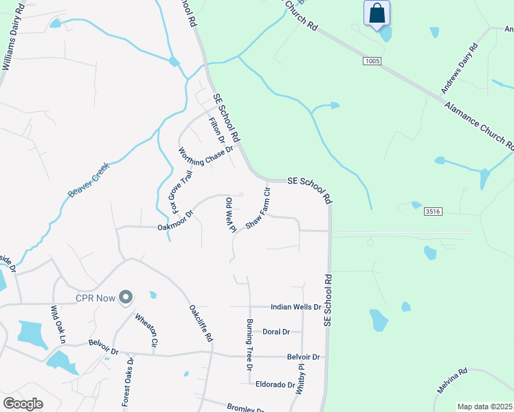 map of restaurants, bars, coffee shops, grocery stores, and more near 4304 Shaw Farm Circle in Greensboro
