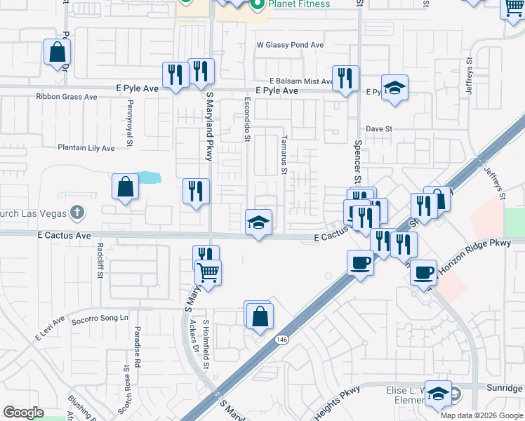 map of restaurants, bars, coffee shops, grocery stores, and more near 10448 Gwynns Falls Street in Las Vegas
