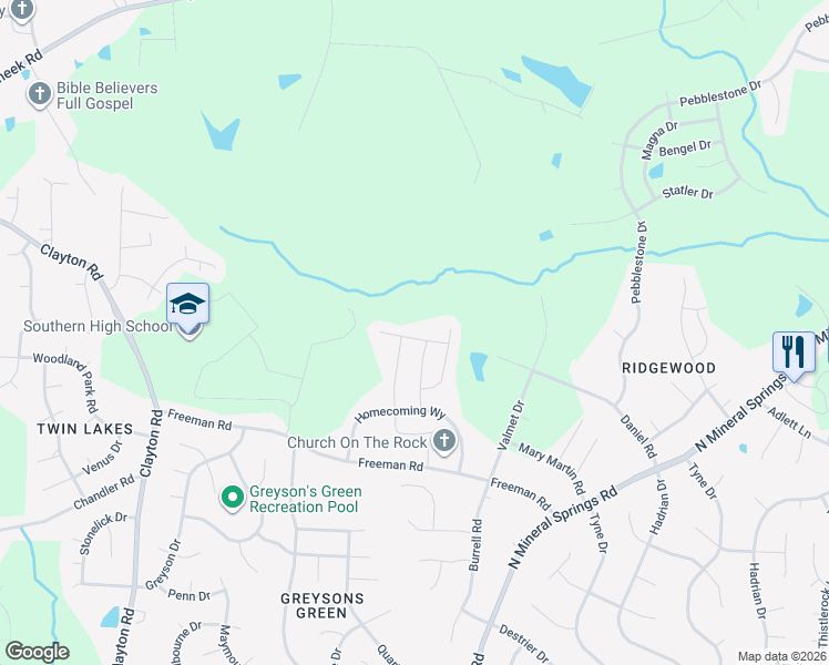 map of restaurants, bars, coffee shops, grocery stores, and more near 208 Bedivere Lane in Durham