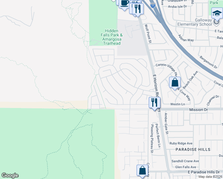 map of restaurants, bars, coffee shops, grocery stores, and more near 763 Wigan Pier Drive in Henderson