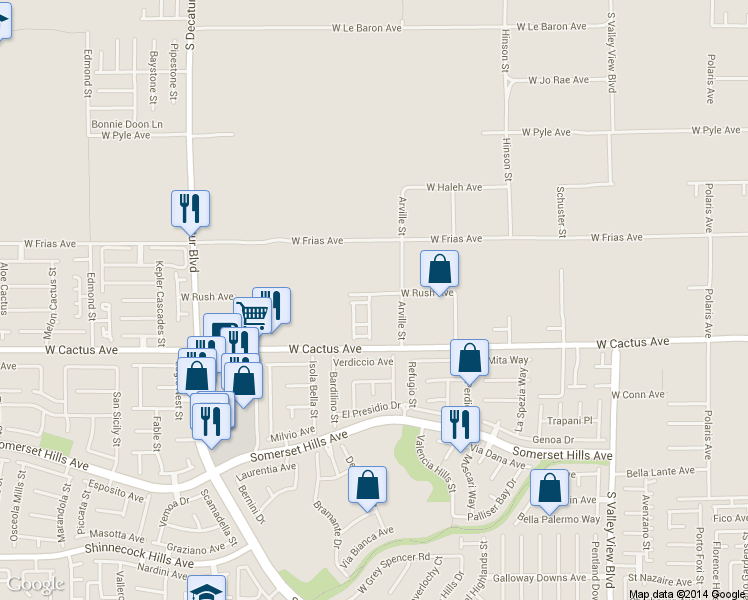 map of restaurants, bars, coffee shops, grocery stores, and more near 4454 Shallow Brush Avenue in Las Vegas