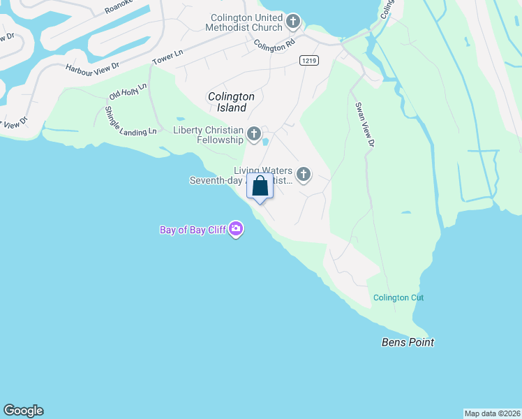 map of restaurants, bars, coffee shops, grocery stores, and more near 150 Baycliff Trail in Kill Devil Hills