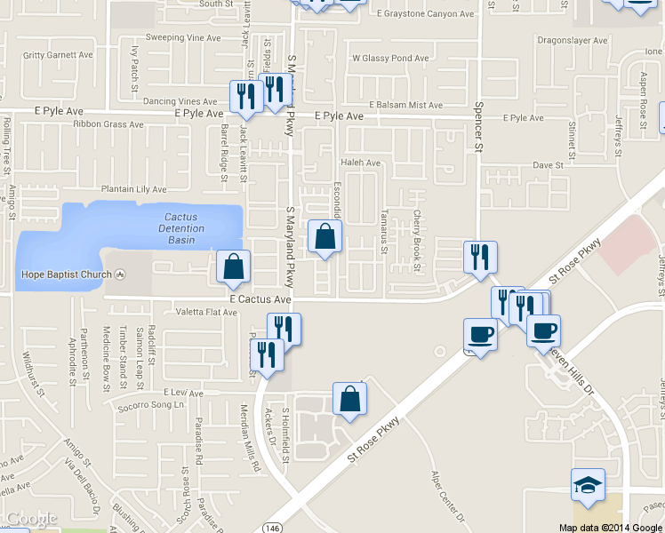 map of restaurants, bars, coffee shops, grocery stores, and more near 1295 Horizon Village Avenue in Las Vegas