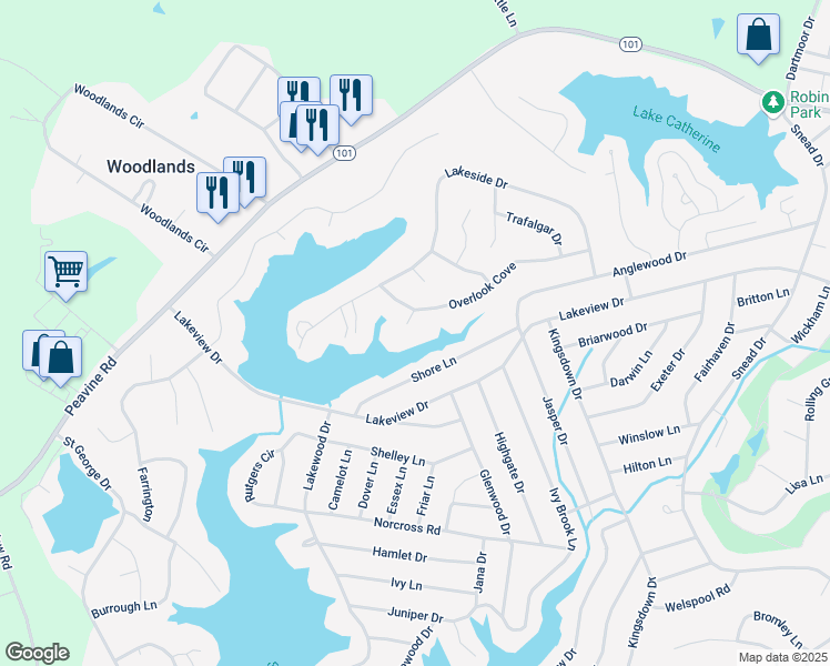 map of restaurants, bars, coffee shops, grocery stores, and more near 43 Overlook Circle in Crossville
