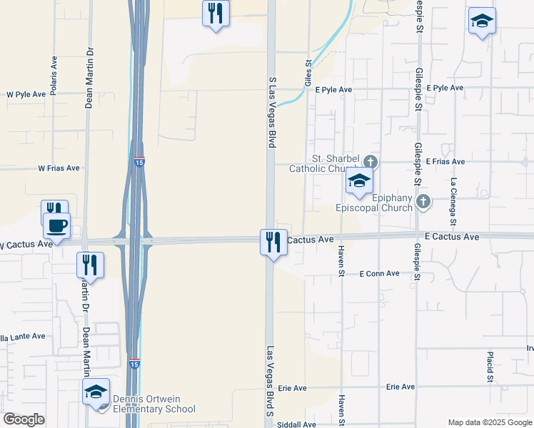 map of restaurants, bars, coffee shops, grocery stores, and more near in Las Vegas