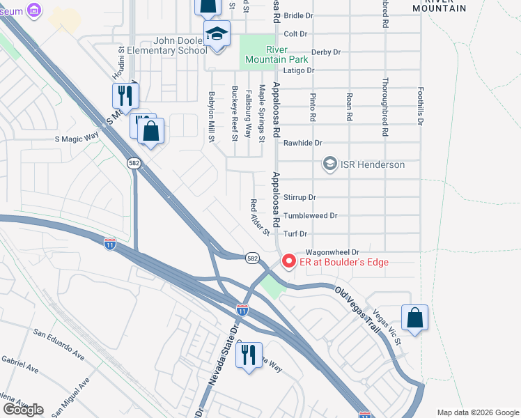 map of restaurants, bars, coffee shops, grocery stores, and more near 1333 Barberry Court in Henderson