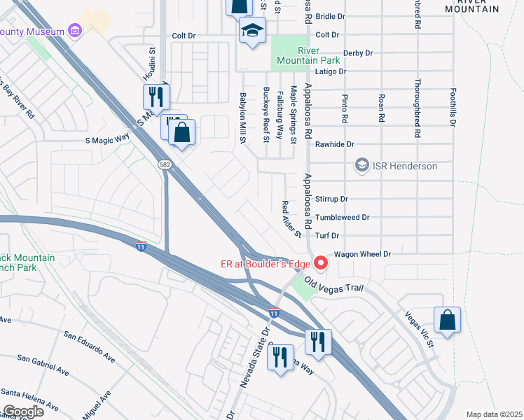 map of restaurants, bars, coffee shops, grocery stores, and more near 2248 Mundare Drive in Henderson