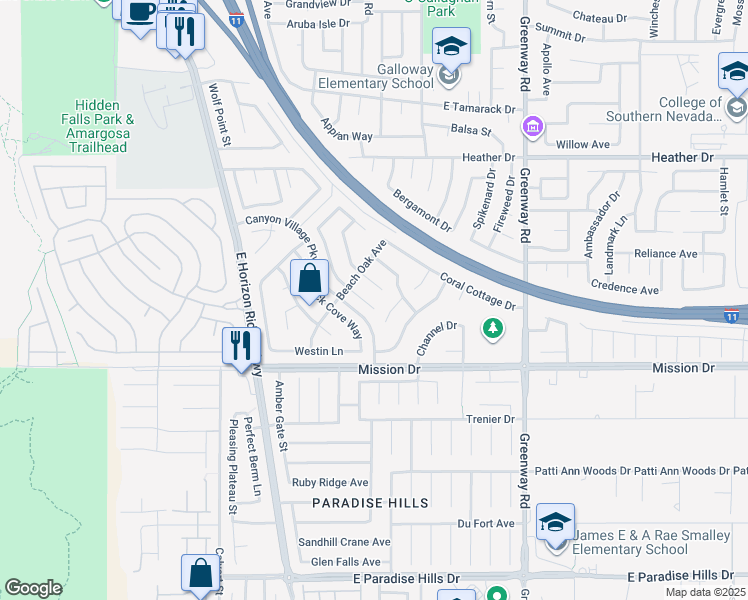 map of restaurants, bars, coffee shops, grocery stores, and more near 854 Coastal Beach Road in Henderson
