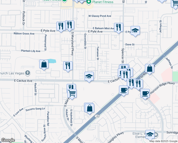 map of restaurants, bars, coffee shops, grocery stores, and more near 10430 Gwynns Falls Street in Las Vegas