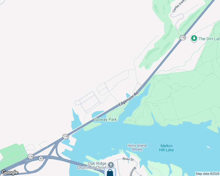 map of restaurants, bars, coffee shops, grocery stores, and more near Waterview Drive in Oak Ridge