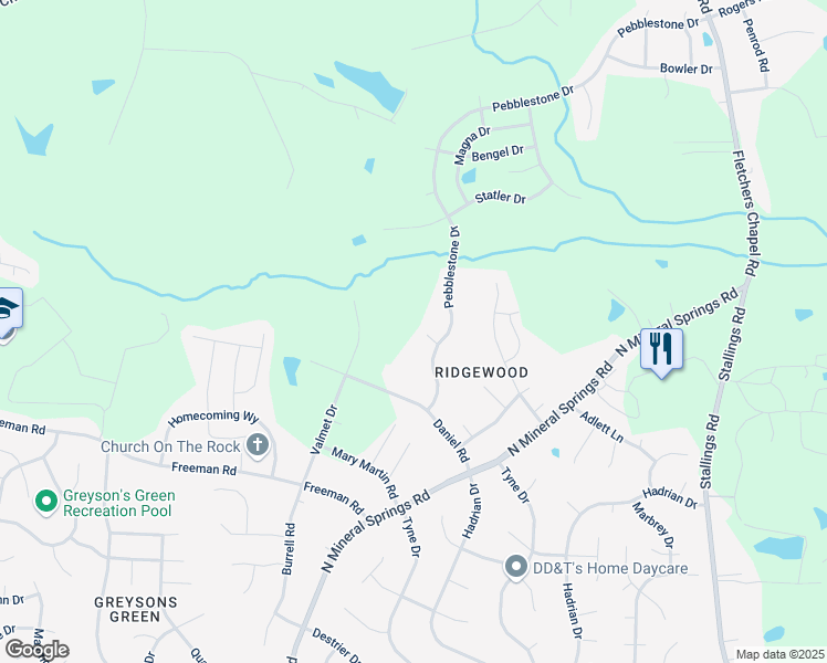 map of restaurants, bars, coffee shops, grocery stores, and more near 5 Esterbrook Court in Durham