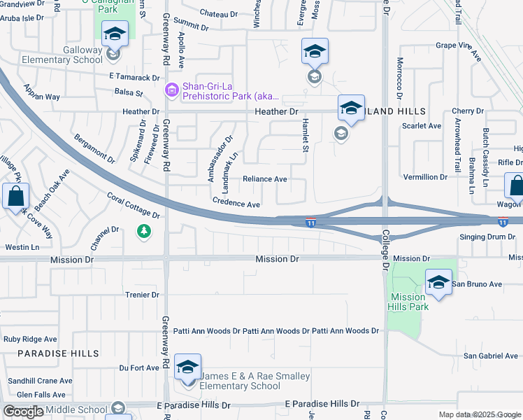 map of restaurants, bars, coffee shops, grocery stores, and more near 531 Credence Avenue in Henderson