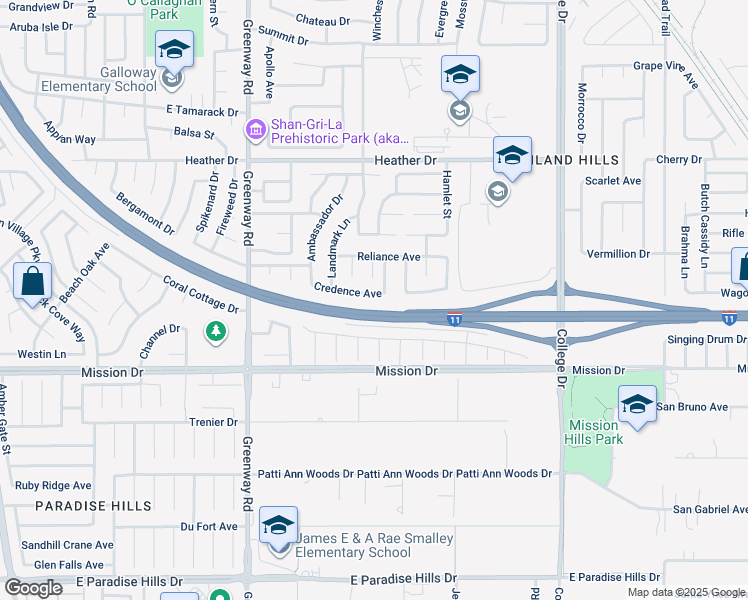 map of restaurants, bars, coffee shops, grocery stores, and more near 521 Credence Avenue in Henderson