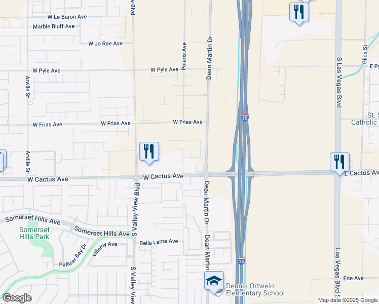 map of restaurants, bars, coffee shops, grocery stores, and more near 10419 Luna Mezzo Street in Enterprise