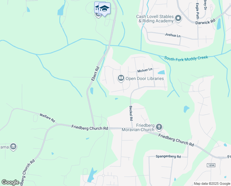 map of restaurants, bars, coffee shops, grocery stores, and more near 3261 Winding Branch Trail in Winston-Salem