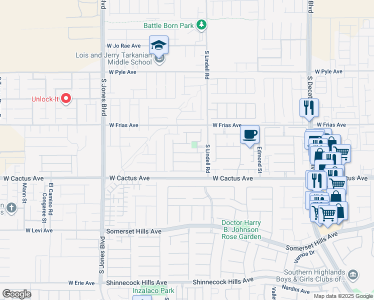 map of restaurants, bars, coffee shops, grocery stores, and more near 5604 Markley Avenue in Las Vegas
