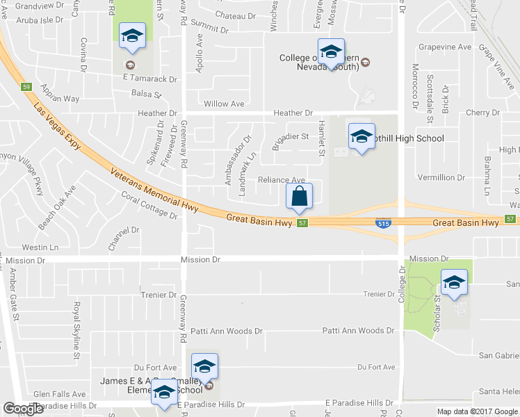 map of restaurants, bars, coffee shops, grocery stores, and more near 521 Credence Avenue in Henderson
