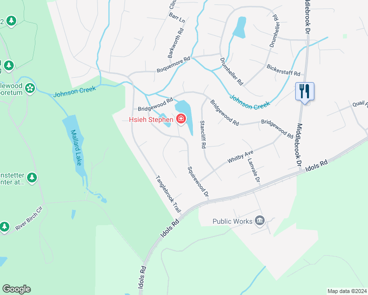 map of restaurants, bars, coffee shops, grocery stores, and more near 3718 Squirewood Drive in Clemmons