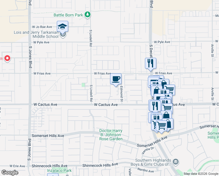 map of restaurants, bars, coffee shops, grocery stores, and more near 10450 Melon Cactus Street in Las Vegas